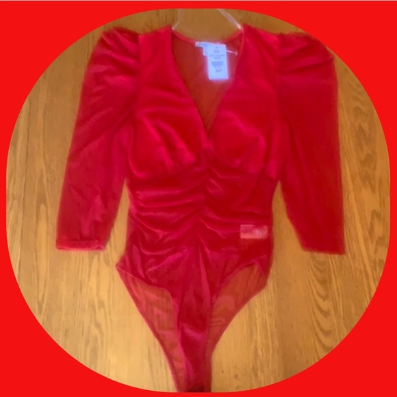 Bodysuit Ladies mostly sheer long slv Sz small - Picture 6 of 9
